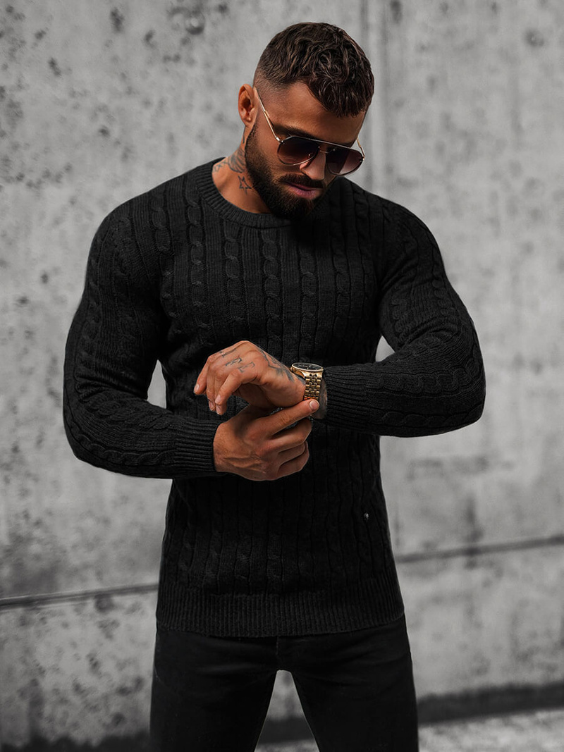 Pánský Svetr Černý OZONEE NB/MM6021/4Z