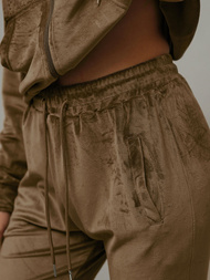 Dámská velurová tepláková souprava světle hnědý OZONEE JS/8C1176/162Z