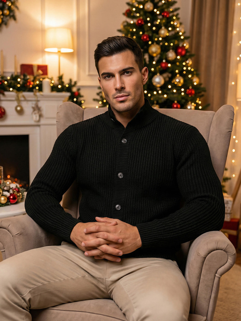 Pánský Svetr Černý OZONEE NB/MM6020/4Z