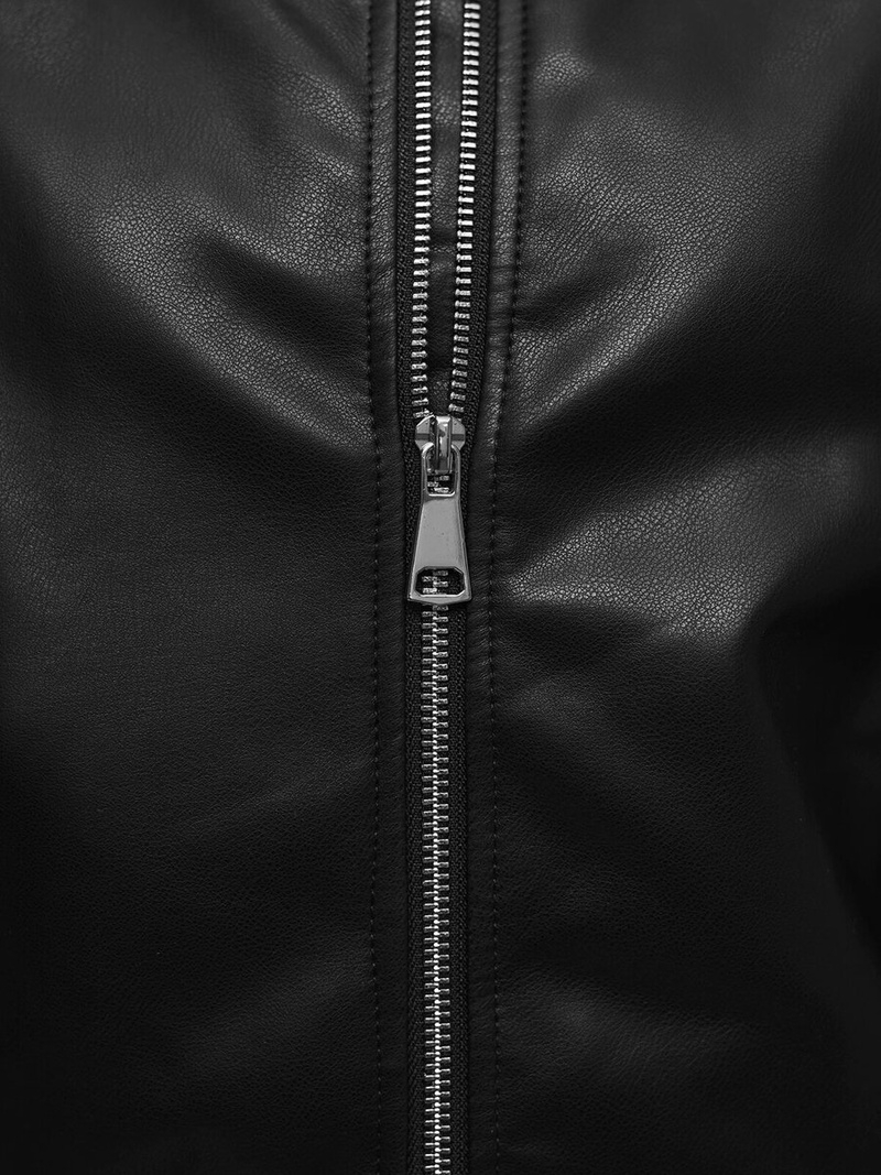 Dámská Kožená Bunda Černá OZONEE O/G116Z