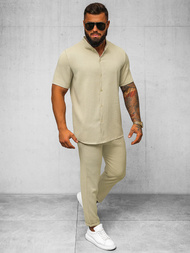 Pánské Chino Kalhoty Béžové OZONEE O/K971SP