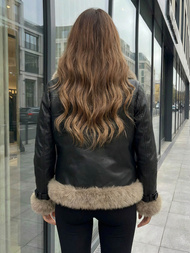 Dámská Koženková Bunda Černá OZONEE JS/61M8517/392Z