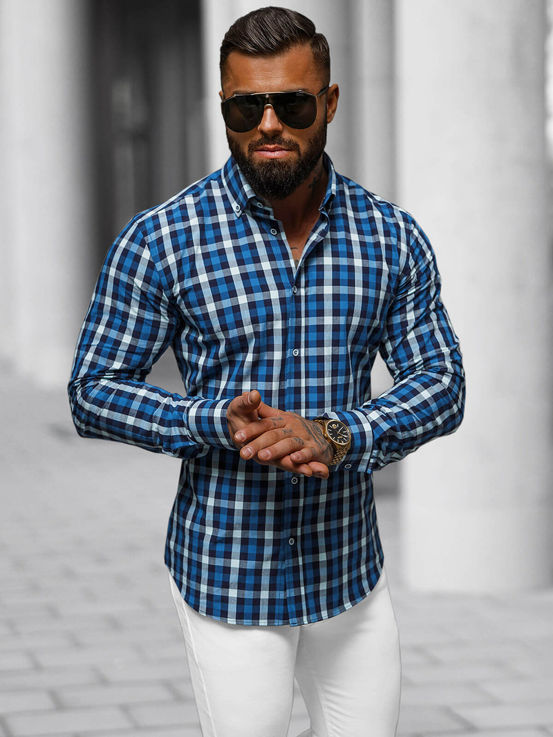 Pánská Košile Námořnická Modřá OZONEE O/V97