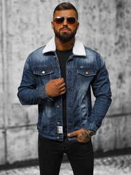 Pánská Džínová Bunda Šerpa Tmavě Modrá OZONEE NB/MJ516BSZ