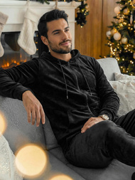 Pánská Velurová Tepláková Souprava Černá OZONEE JS/8C1169/3Z