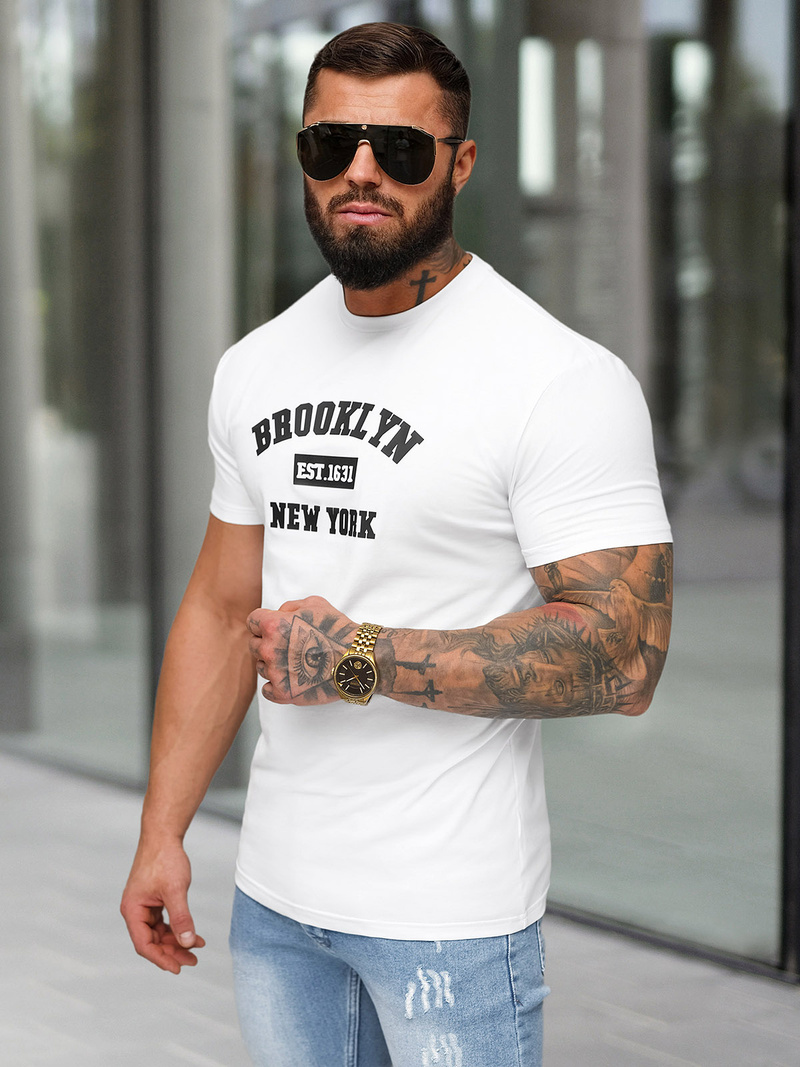 Pánské Tričko Bílé OZONEE NB/MT3134