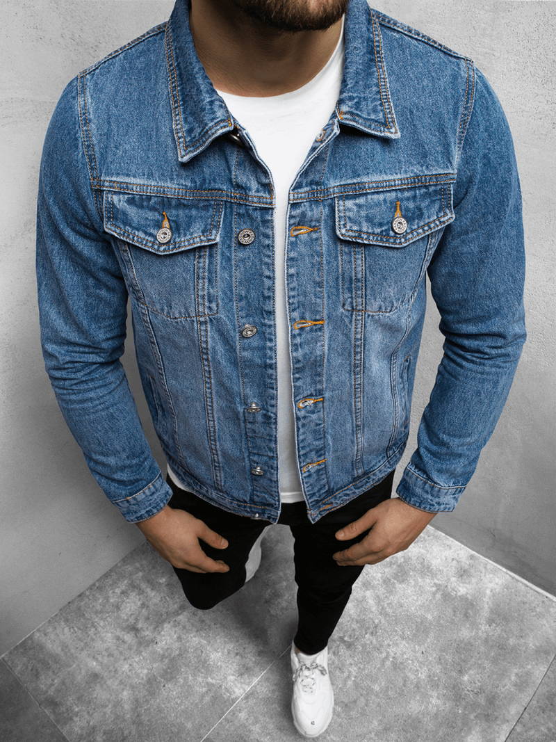 Pánská Džínová Bunda Modrá OZONEE T/7518