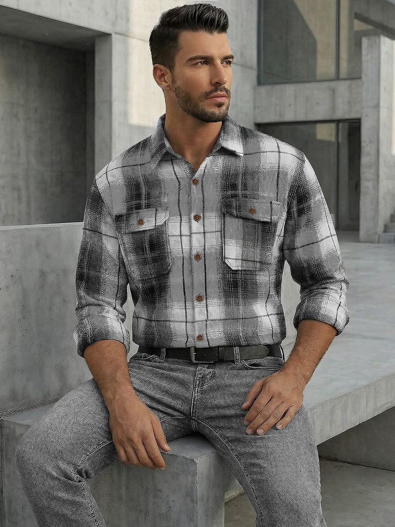 Pánská košile černobílá OZONEE NB/MC728N/4Z