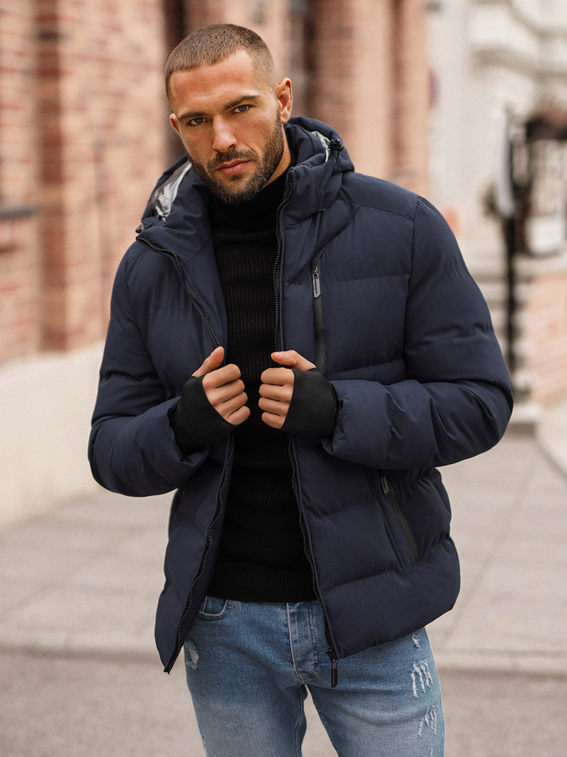 Pánská Zimní Bunda Námořnická Modřá OZONEE JS/5M756/215Z