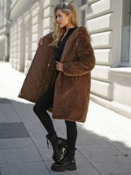 Dámská dlouhá zimní bunda čokoláda OZONEE JS/5M3352/158