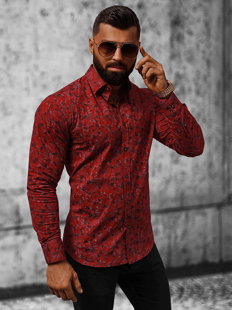 Pánská Košile Vínová OZONEE O/V13