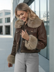 Dámská Koženková Bunda Čokoláda OZONEE JS/61M8513/158