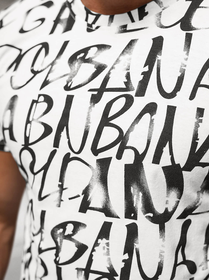 Pánské Tričko Bílé OZONEE JS/8T1215/1