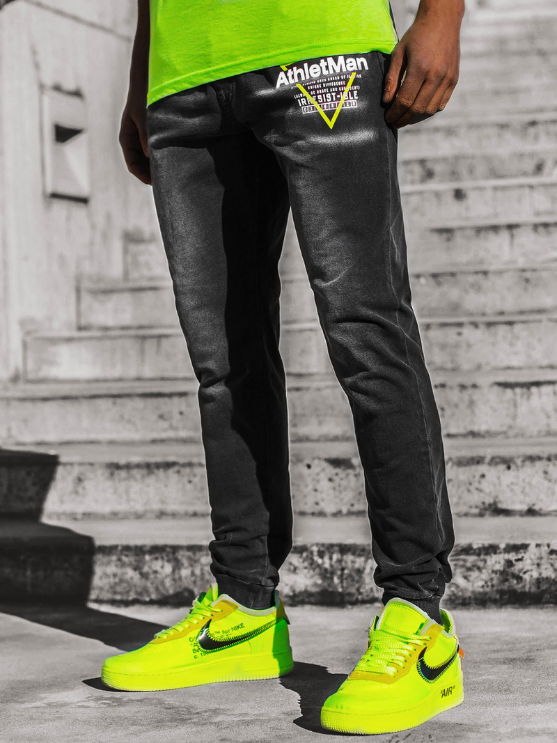 Pánské Džíny Jogger Černo-Zelené OZONEE JS/KK1105