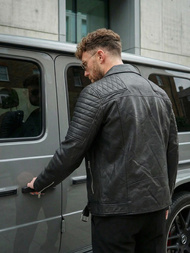 Pánská koženková bunda černá OZONEE JS/11Z8069