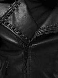Pánská Koženková Bunda Černá OZONEE O/8902
