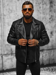 Pánská koženková bunda křivák černá OZONEE JS/11Z8067