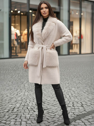 Dámský Kabát Béžový OZONEE JS/53M5200/155Z