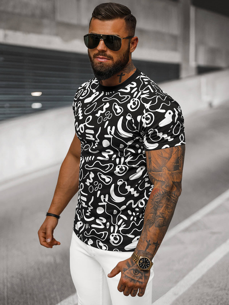 Pánské Tričko Černé OZONEE JS/8T1205/3