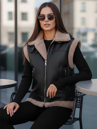 Dámská kožená vesta černá OZONEE JS/61M8503/392Z