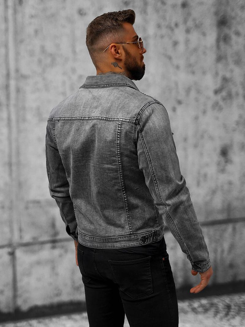 Pánská Džínová Bunda Grafitová OZONEE T/90022Z