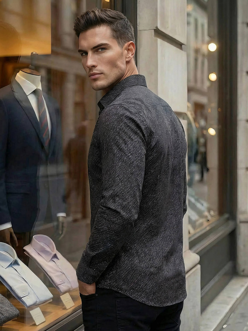 Pánská Košile Černá OZONEE V/V184Z